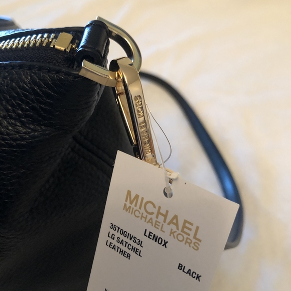 011 -MICHAEL Michael Kors Black Lenox Large Satchel, Shoulder, and Crossbody Bag - Picture 6 of 14